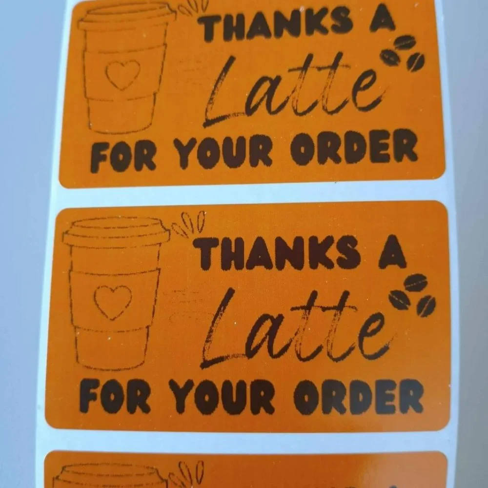 💙100 Thanks A Latte- Shipping Labels Thermal Packaging Stickers 2.25